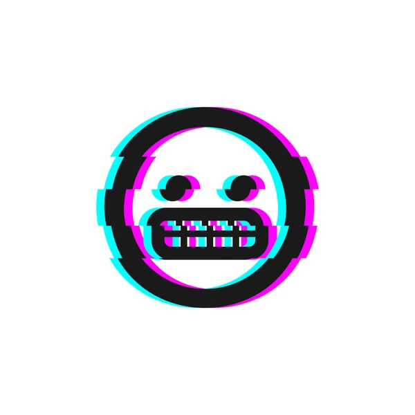 Vector Icon Glitch Evil Negative Emoji Glitch Emoticon Symbol Isolated — Stock Vector
