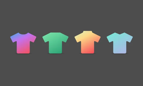 Conjunto Coloridas Camisetas Icono Del Vector Camisas Multicolor Gradiente Símbolos — Vector de stock
