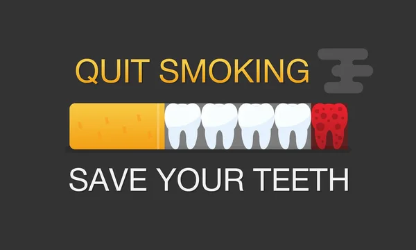 Smetti Fumare Concetto Progettazione Vettoriale Sigaretta Brucia Uccide Denti Salva Vettoriale Stock