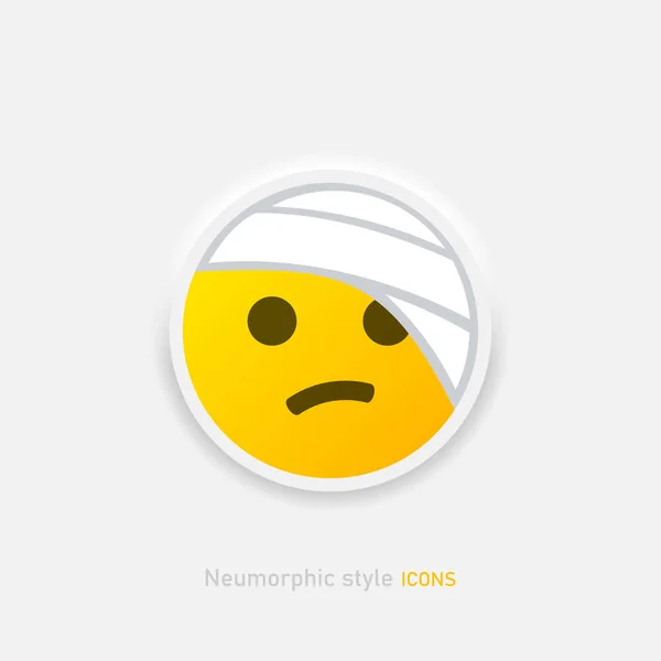 Obvázané Hlavy Vektor Emoji Nálepka Ikona Neumorphic Element Emoji Mobile Royalty Free Stock Vektory