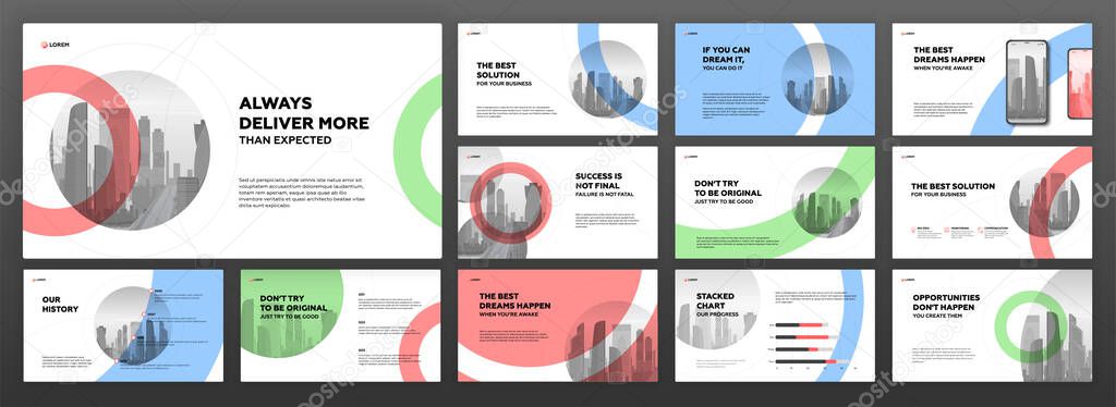 Modern presentation templates set for business and