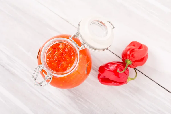 Diy alami habanero saus bawang putih — Stok Foto