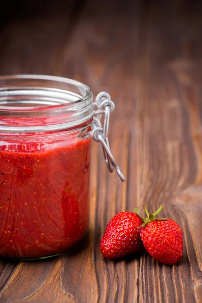 Homemade Vitarian strawberry chia marmalade — Stock Photo, Image