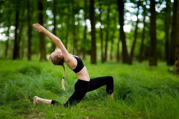 Bella sessione di yoga nel bosco — Foto Stock