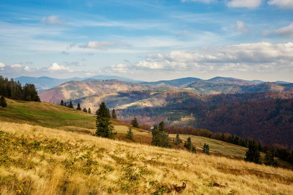 Podzimní Krajina Foto Lesů Polských Beskydech Stezce Wielka Racza — Stock fotografie