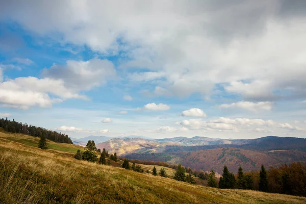 Hösten Landskap Foto Skog Polska Beskidy Berg Vägen Till Wielka — Stockfoto