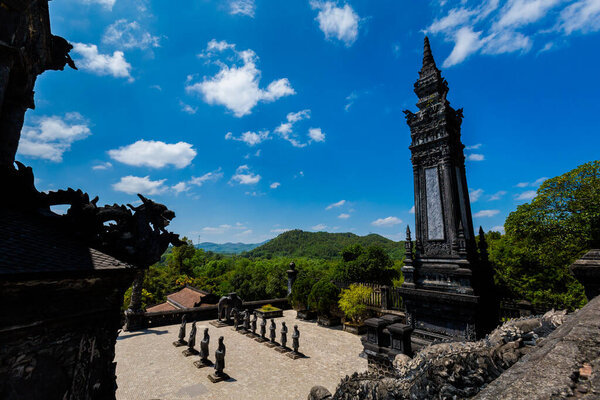 Beautiful architecture photo of Khai Dinh emperor mausoleum, Hue, Vietnam. Popular visitors place with no tourist.