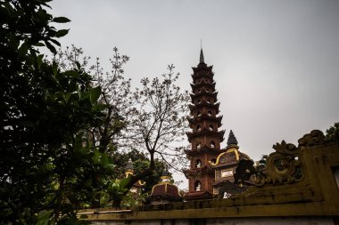 Tran Quoc pagoda by the Turle lake - Ho Hoan Kiem. Beautiful landscape of Vietnam capital city, Hanoi. 
