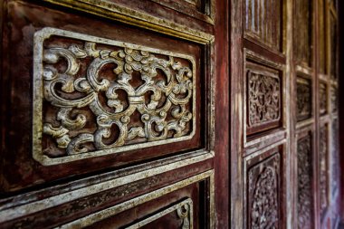 Beautiful architecture details of Imperial city - citadel Hue, Vietnam. Popular visitors place with no tourist.