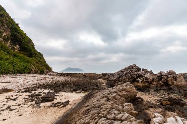 Beautiful landscape of Bai Tam beach, Quan Lan island, Bai Tu Long Bay, Vietnam. Seaside scenery photo taken in south east Asia, Ha Long area.