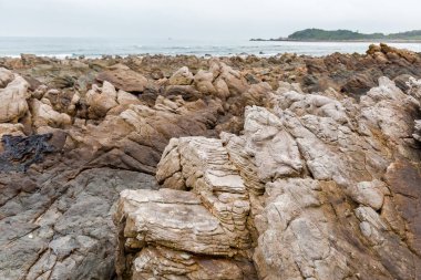 Beautiful landscape of Bai Tam beach, Quan Lan island, Bai Tu Long Bay, Vietnam. Seaside scenery photo taken in south east Asia, Ha Long area.