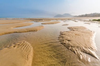 Beautiful landscape of foggy Quan Lan beach - Bai Bien - island, Bai Tu Long Bay, Vietnam. Seaside scenery photo taken in south east Asia, Ha Long area.