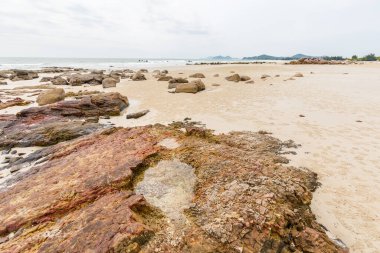 Beautiful landscape of Son Hao beach, Quan Lan island, Bai Tu Long Bay, Vietnam. Seaside scenery photo taken in south east Asia, Ha Long area.