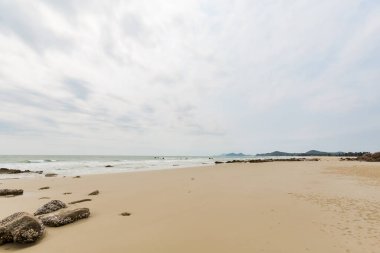 Beautiful landscape of Son Hao beach, Quan Lan island, Bai Tu Long Bay, Vietnam. Seaside scenery photo taken in south east Asia, Ha Long area.