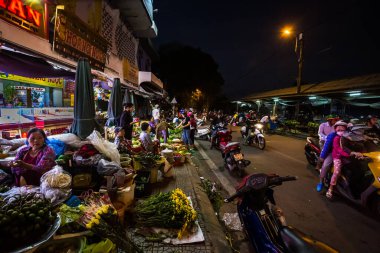 Hue, Vietnam - 24 February 2020 : Night An Cuu market in Hu