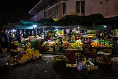 Hue, Vietnam - 24 February 2020 : Night An Cuu market in Hu
