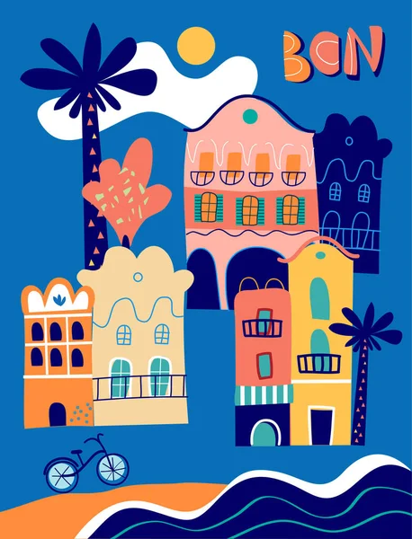 Barcelona Ilustración Vectorial Dibujado Mano — Vector de stock