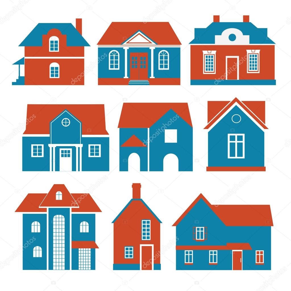 Set of two colors vector buildings