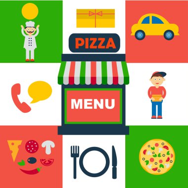 İtalyan pizza servisi için simgeler