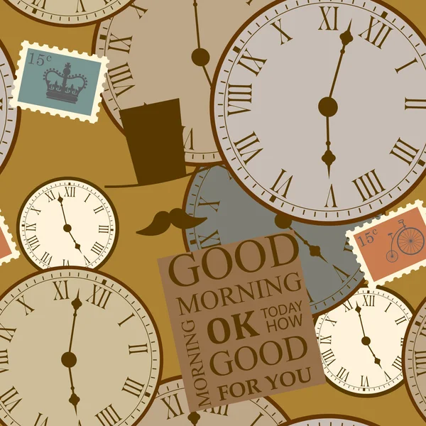 Fond brun avec des horloges — Image vectorielle
