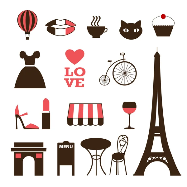 Collection of french icons — Stock Vector