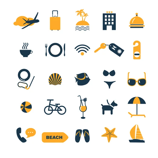 Ikony pro dovolenou na pláži — Stockový vektor