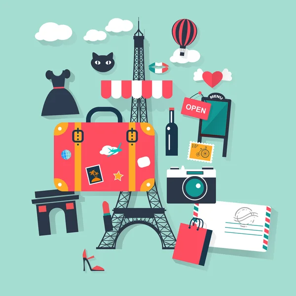 Ferienwohnung französische Ikonen — Stockvektor