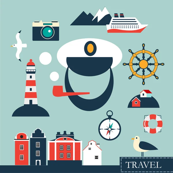 Sea and cruise icons — Stock Vector