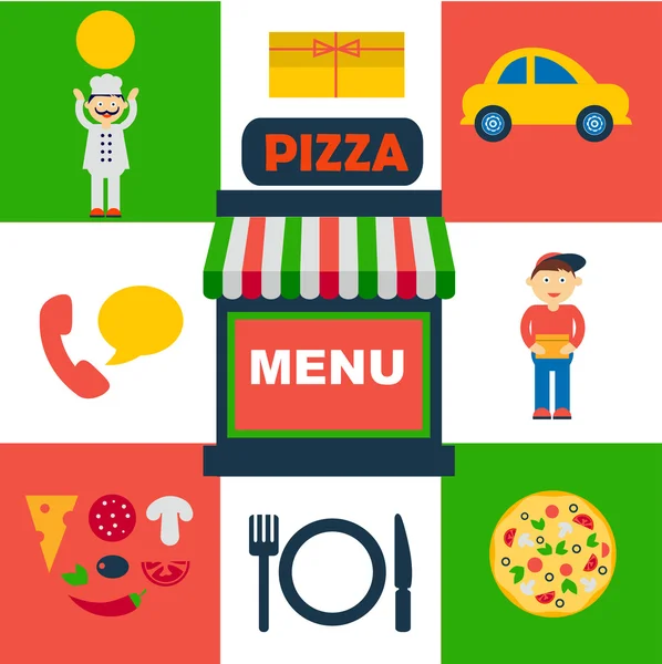 Ikony pro italskou pizzu služby — Stockový vektor