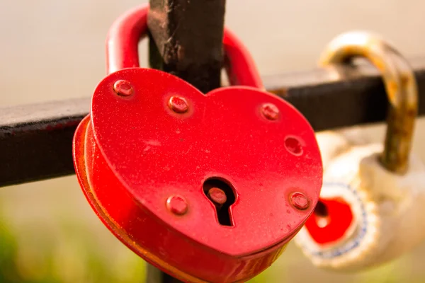 Red lock heart shape — Stock Photo, Image