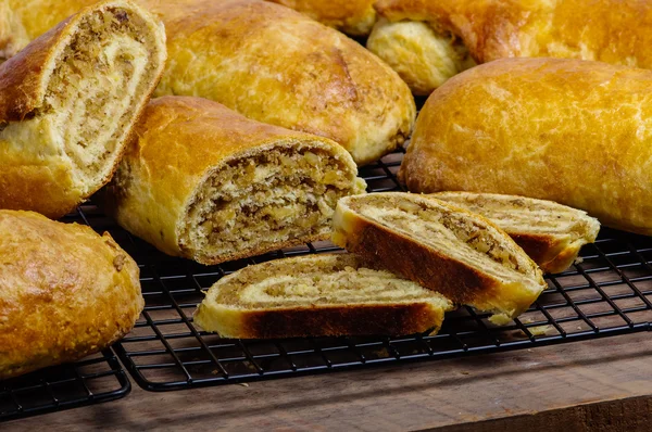 Fresh baked holiday nut rolls — Stock Photo, Image