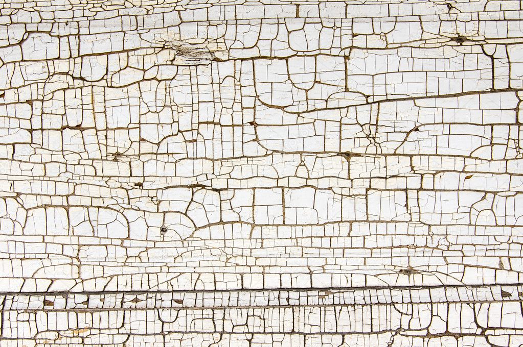 White painted wood with cracked finish