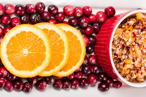 Overhead de sabor de cranberry com cranberries — Fotografia de Stock