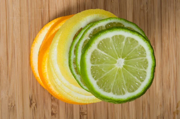 Stack of lemon, lime  orange — Stock Photo, Image