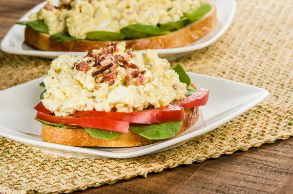 Egg salad sandwhich on a white plate — Stock Photo, Image