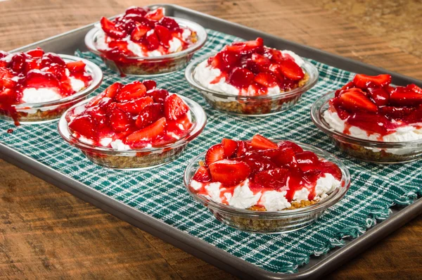 Strawberry pies on baking sheet — Stock Photo, Image