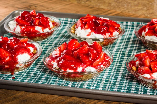 Strawberry pies on baking sheet — Stock Photo, Image