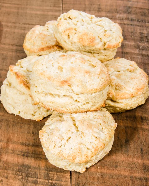 Fresh baked warm biscuits stacked — Stock Photo, Image