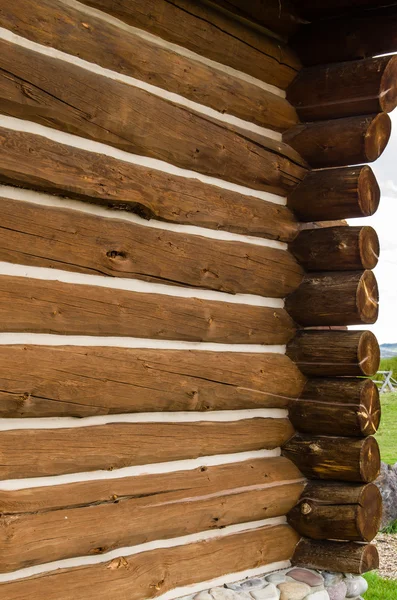 Detalhe da construção da casa log — Fotografia de Stock