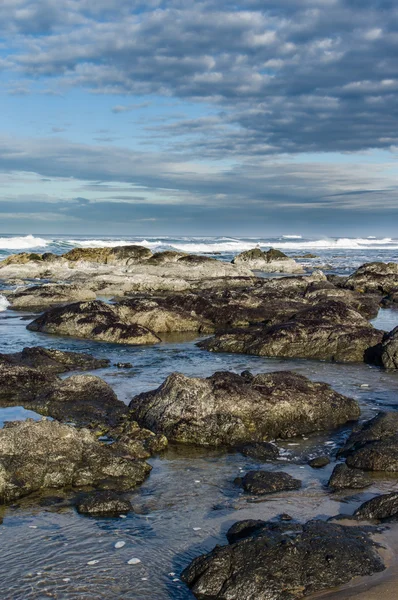 Piscine à marée de la côte Pacifique avec nuages — Photo