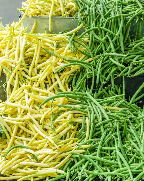 Grüne und gelbe Stangenbohnen — Stockfoto