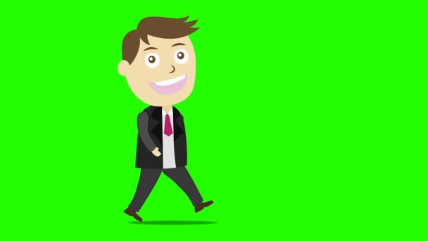 Businessman walking on green background — Stock Video