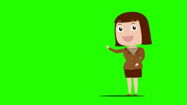 Business girl to presentation with green background — Stock Video