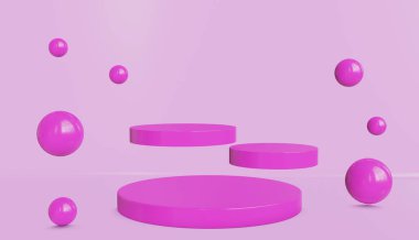 Daire podyum minimum pembe renk, 3D görüntüleme