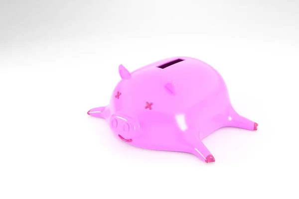 Piggy Bank Gelukkig Slapen Rendering — Stockfoto