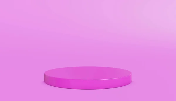 Cerchio Podio Minimale Colore Rosa Rendering — Foto Stock
