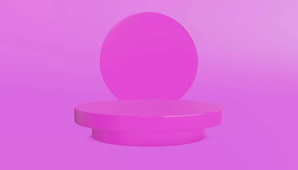 Cirkel Podium Minimale Roze Kleur Rendering — Stockfoto