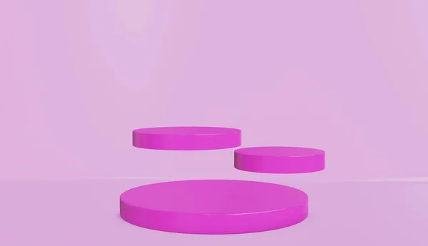 Cirkel Podium Minimale Roze Kleur Rendering — Stockfoto
