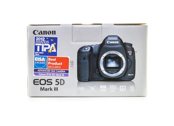 Canon 5D Mark III DSLR em caixa fechada, apenas para uso editorial — Fotografia de Stock