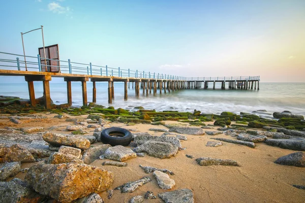 Jetty with sea , HDR Style — 图库照片